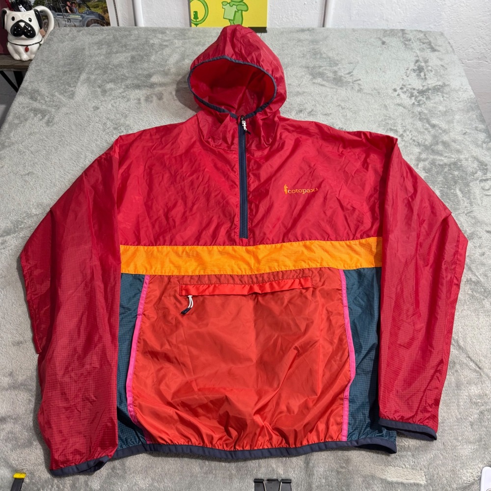 Cotopaxi Teca Half-Zip Windbreaker Mens Medium Red Orange Blue Colorblock Jacket